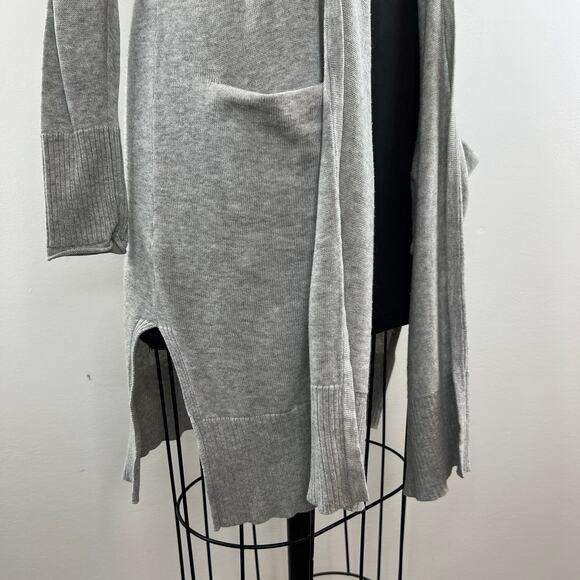 J.Crew Light Gray Open Front Long Duster Cardigan Sweater Pockets LS Size XXS - Picture 5 of 12